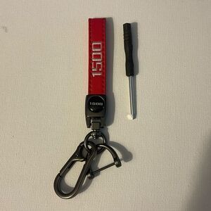 1500 Key Fob Keychain in Red Leather with Metal NWT